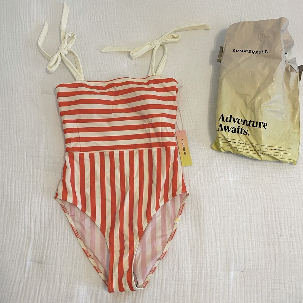 NWT Candy Striped Summersalt one-piece with adjustable straps